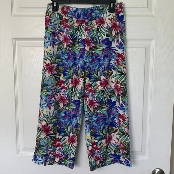 Caribbean Joe Capri Pants Size Small Colorful Floral Tropical Crop Beach - Picture 1 of 8